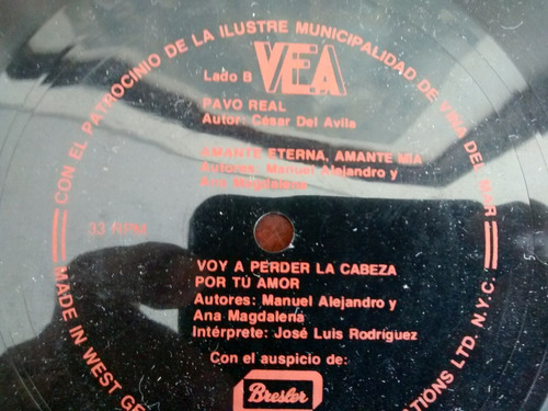 Vinilo Single De Jose Luis Rodriguez - Pavo Real  Vea ( T107