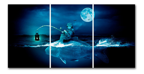 Cuadro Pesca Nocturna 60x120 Cm Entero, Triptico O Poliptico