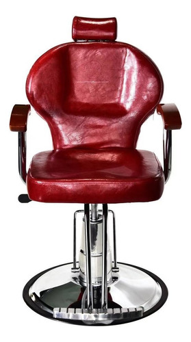 Silla Hidraulica Reclinable Y Giratoria Sillon Para Barberia Color Rojo