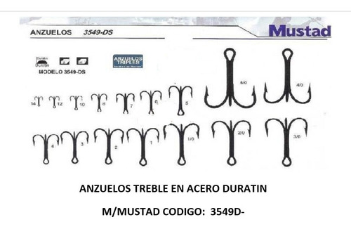 Anzuelo Mustad Original T/treble 3549dt-8 Cajax50 Tripocheta