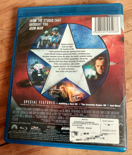 Capitán América El Primer Vengador Chris Evans Blu-ray (Usado)