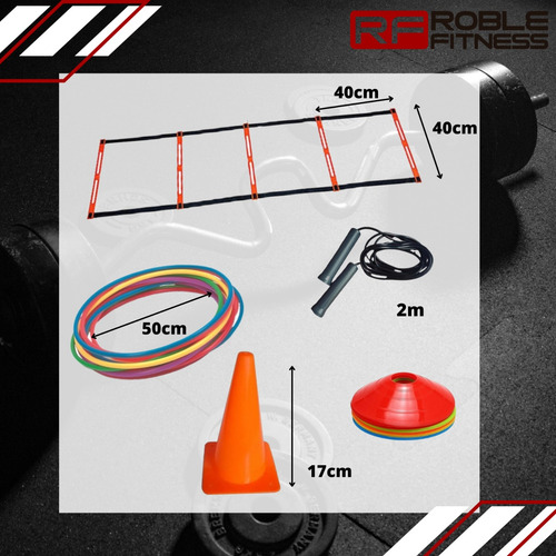 Imagen 2 de 9 de Kit Coordinacion Escalera Cono Aro Soga Salto + Bolson