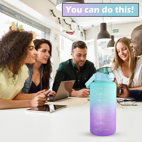 Botella De Agua De Medio Galón Con Marcador De Tiempo Y Paji