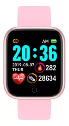 Relógio Inteligente Smartwatch D20 Rosa Foto Na Tela Pink