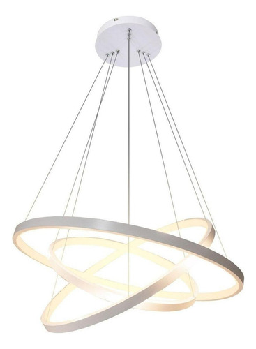 Lustre Led Moderno Pendente Anéis 3 Arco Aro Prata