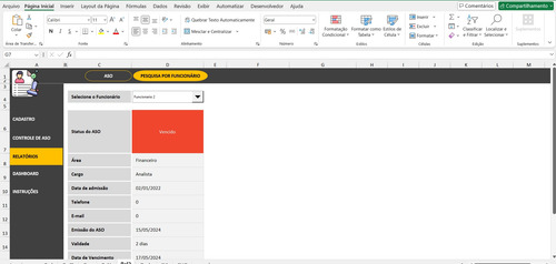 Controle De Aso (atestado De Saúde Ocupacional) Em Excel