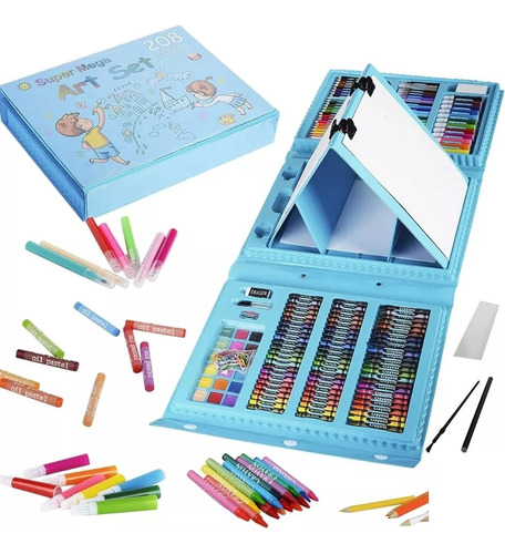 Set Valija Maletin De Arte Escolar Didáctico 208 Piezas 