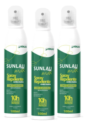 Kit 3 Repelente De Inseto Sunlau Maxspray Icaridina 100ml