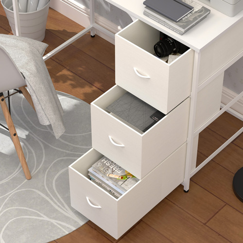 Escritorio De Oficina Minimalista Moderno Con 3cajone Blanco Blanco
