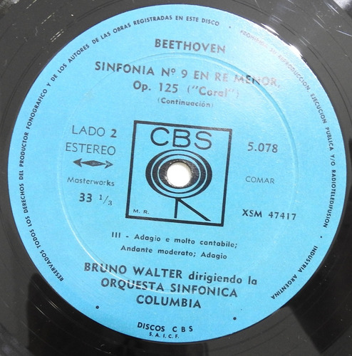 Beethoven Sinfonía N° 9 Y 8 Bruno Walter Vinilo (vg+) (Usado)