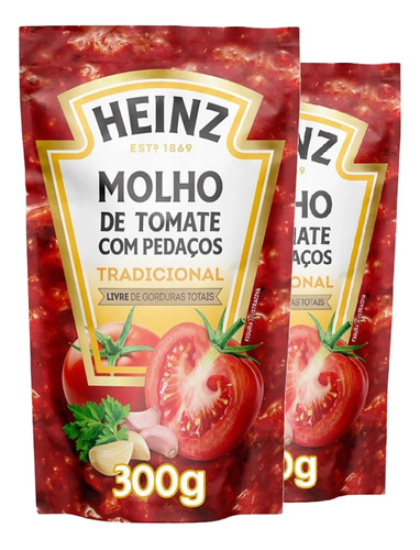 Kit 2 Un Molho De Tomate Com Pedaços Tradicional 300g Heinz