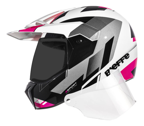 Capacete Bieffe 3 Sport React Rosa Branco + Viseira