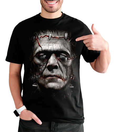 Camiseta Remera Frankenstein Terror Rock Halloween Hombre