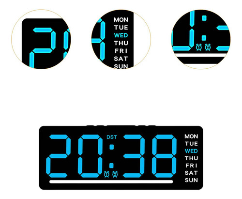 Reloj Digital Reloj Led Cinco Niveles De Brillo Número Azul