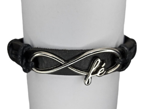 Pulseira De Couro Masculina Feminina Fé Infinita