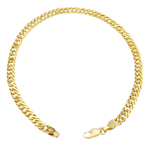 Pulseira Groumet Elo Duplo Em Ouro 18k 2.8gr 19 Cm + Brinde