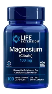 Life Extension Magnesio (citrato) 100 Mg, 100 Vegcaps Sabor Sin Sabor