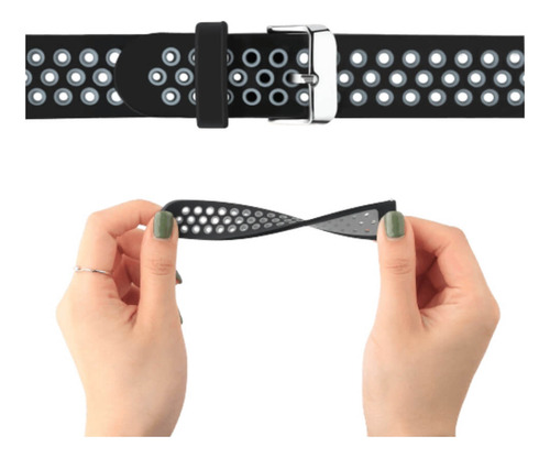 Pulseira 20mm Silicone Light Compatível Garmin Venu Sq Music Cor Preto-cinza