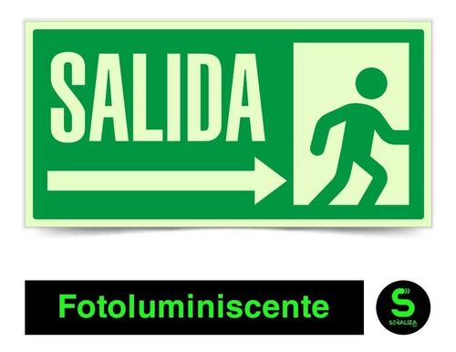 Señal Fotoluminiscente Salida Derecha Flecha 36x18cm Trov