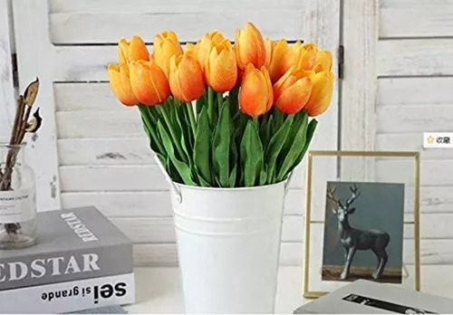 .. Flores De Tulipán Falsas Para El Hogar Y La Oficina, 20 U