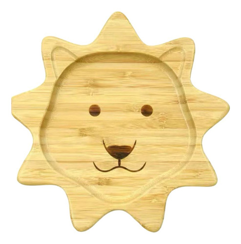 Plato De Bambú Personalizado Para Primeras Comidas Bebe Leon