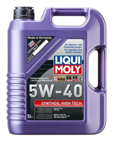 Aceite Liqui Moly High Tech Sintetico 5w40 X5 Lubri Franco