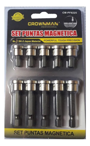 Set 10 Puntas Magnetica Tornillos Philips Con Tope Hexagonal