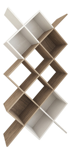 Playcon Estante Librero Organizador Colmena, 86.6x170.9x30cm Color Tzalam/blanco