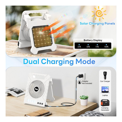 Ventilador Portátil De Batería Huiniu Recargable Con Led, De