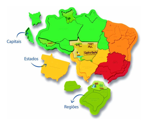 Quebra Cabeça Mapa Do Brasil Em 3d Elka 