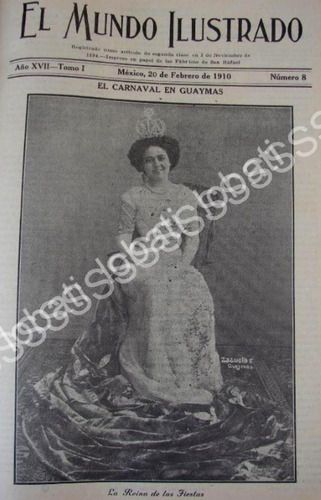 Portada Antigua 1910 Adela Manzo Tapia, Carnaval De Guaymas