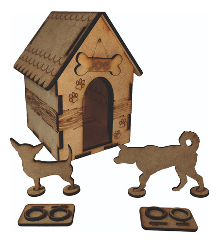 Centro De Mesa Mdf Casita De Perro