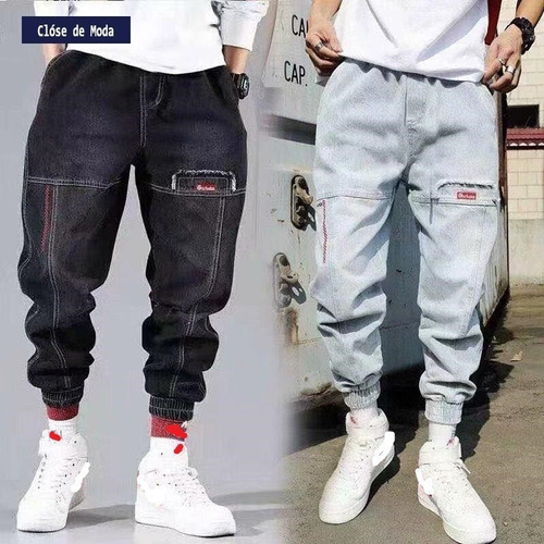 Pantalones Cargo Elásticos De 2 Piezas Jeans Hip Hop Hombre