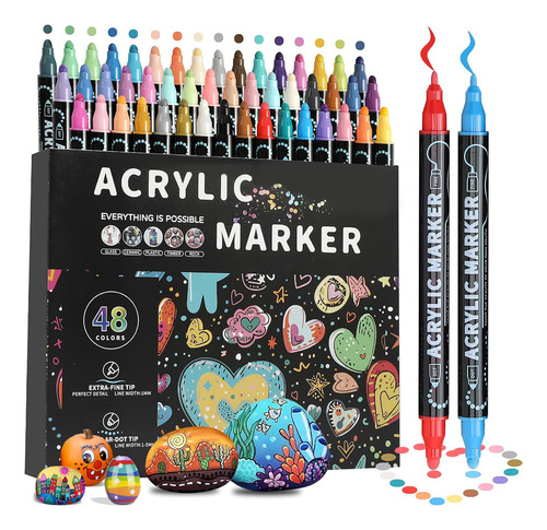 Bolígrafos De Pintura Acrílica De Doble Punta De 24 Colores