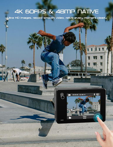 Câmera De Ação Apexcam 4k/60 Fps 48 Mp À Prova D'água 131 Pé