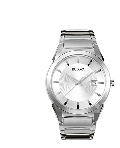Imagen 1 de 5 de Reloj Bulova Hombre 96b015 Classic Acero Plateado Calendario