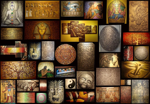 Cuadro Abstracto Moderno Con Textura Simil Piedra 180x65cm