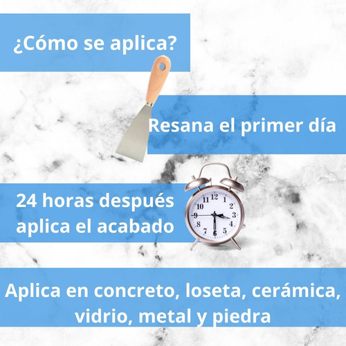 Imagen 5 de 10 de Porcelanato Líquido Marmoleado Kit Para 3 M2 Acabado White L