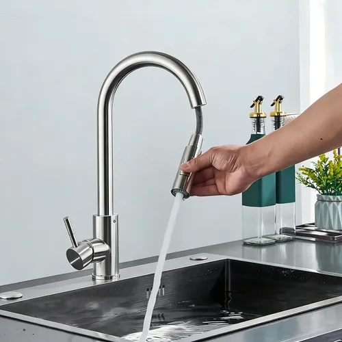 Torneira Cozinha Gourmet Escovada Aço 304 Prateado Mod Prateado Brilhante