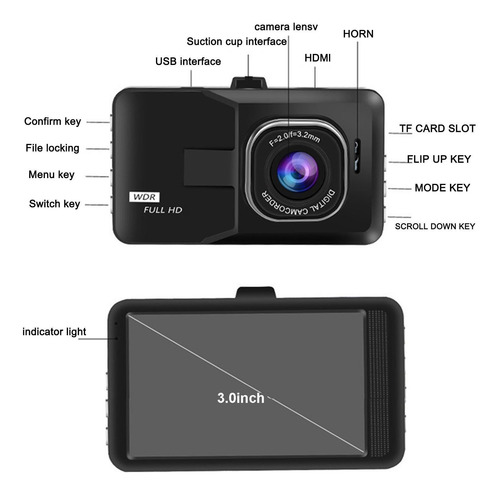 Grabadora De Vídeo C Dash Cam Para Conducción Delantera Y Tr