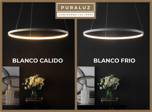 Imagen 2 de 9 de Lampara Colgante Living Moderna Led 60cm 36w Anillo Hot Sale