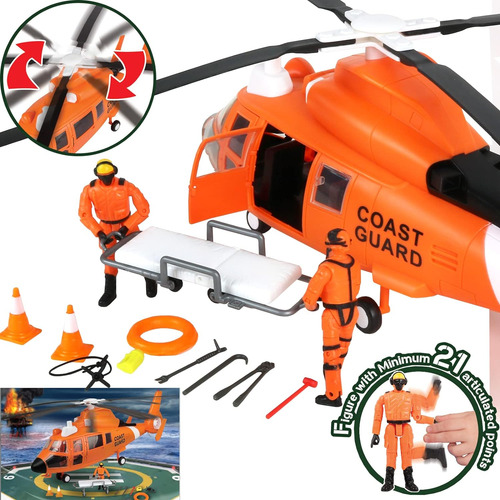 Haga Clic En N Play Toy Helicopter Set, Coast Guard Rescue H