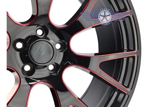 Rines 22 Deportivos 5-115 Excelente Challenger Charger 300c Gloss Black Red Milled