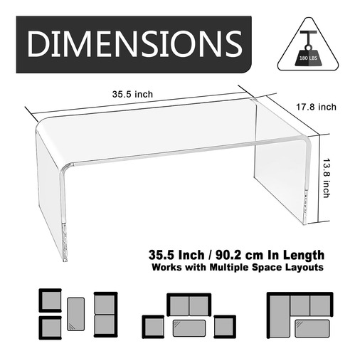 Mesa De Centro De Acrílico, 35.5 X 17.7 X 13.8 X 3/5 P...