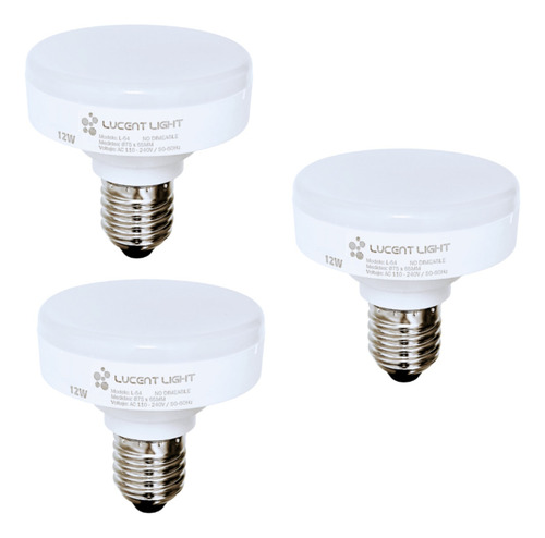3 Foco Led 12w Plano Ideal P/ Lamparas Empotrada En El Techo