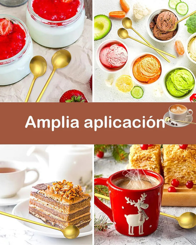 Juego De 8 Cucharas De Café Doradas, Elegantes Cucharas Para