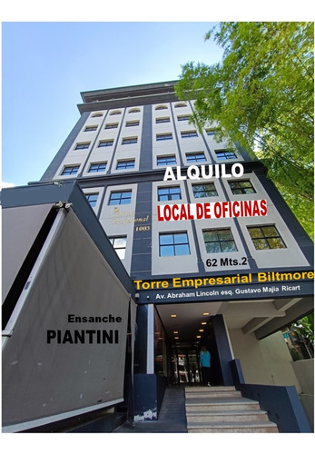 Alquilo Local De Oficinas En Torre  Empresarial  Biltmore De Piantini, Con 3 Espacios, 2do. Nivel