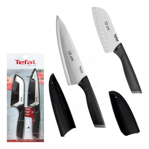 Juego Cuchillos Chef 15cm + Santoku 12cm T-fal Profesional