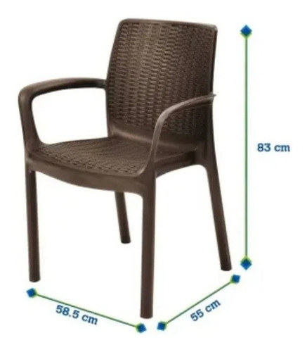 Silla Keter Modelo Bali Estilo Ratán Color Café Alta Calidad