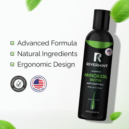 Shampoo Rivermint Com Ácido Hialurônico E Biotina Para O Cre